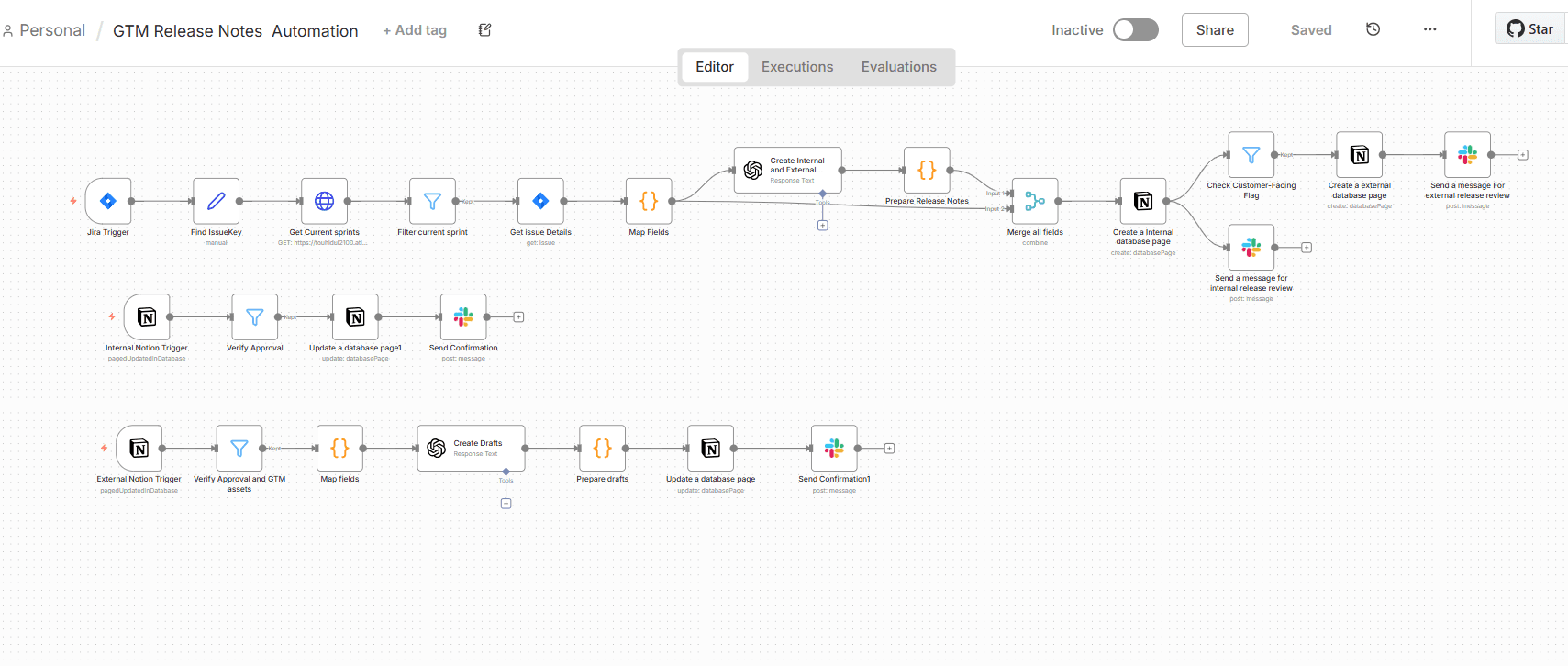 GTM Release Notes & Product Announcement Automation (n8n + Jira + Notion)